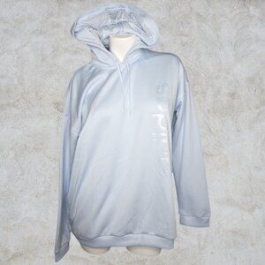 Adidas NWT Light Baby Blue Womens Embossed Hoodie Sweatshirt Netted Hood